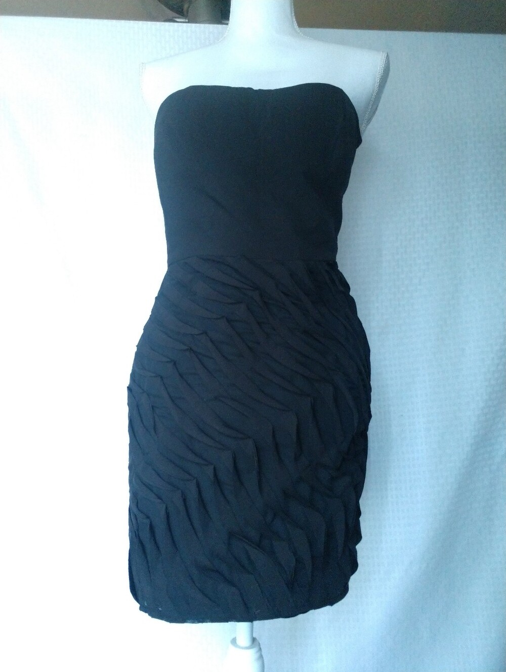 Black Short Gown Mini Dress LBD Semi Formal Strapless Pleated Size XS Chest 28"